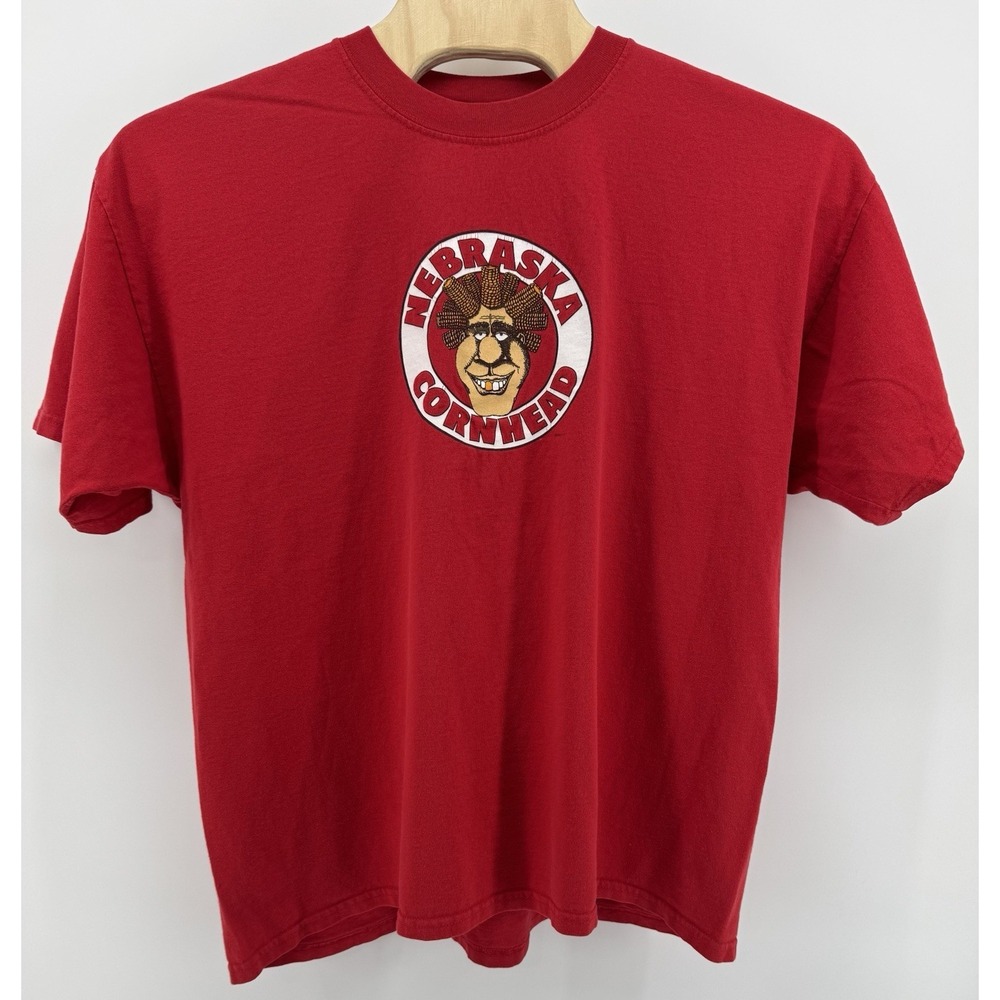 Vintage 2000s Nebraska Cornhuskers Cornhead Graphic Red T-Shirt Size 2XL Gildan